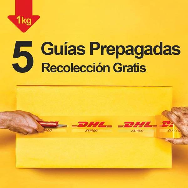 5 Guías Prepagadas DHL $192.40/Guía Día Siguiente Electrónicas Terrestres 1Kg